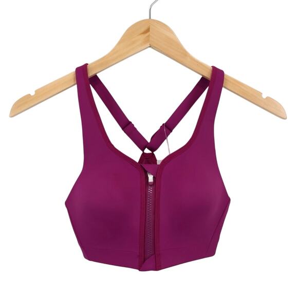 NWT Athleta Advance Zip Front High Impact Sport Bra In Fuschia Pink Size 32B - Picture 4 of 10